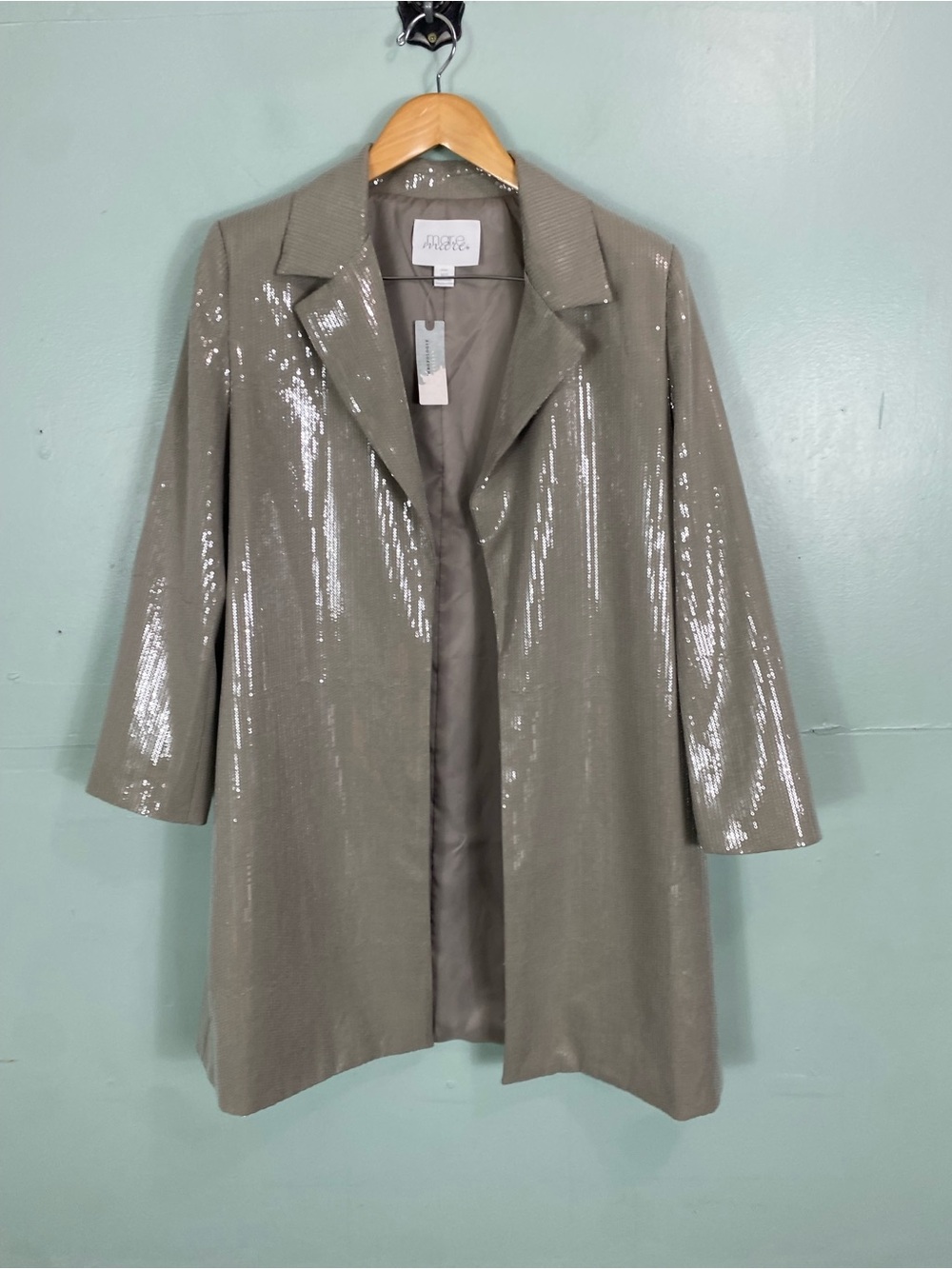 Anthropologie Mare Mare Blazer Sequin Gray Medium Petite